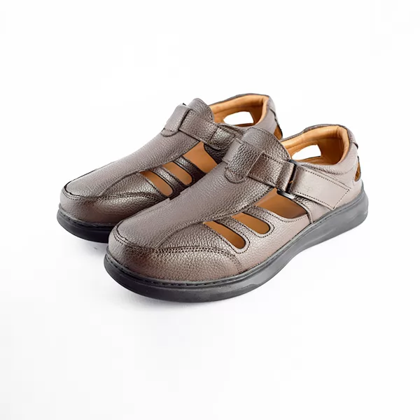 Sandale Confort pour homme SM121 marron Cuir  sandale médicale femme confortable Maroc